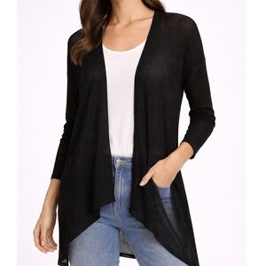 H&M Divided Black Sheer Knit Open Front Cardigan Sweater XS Lightweight